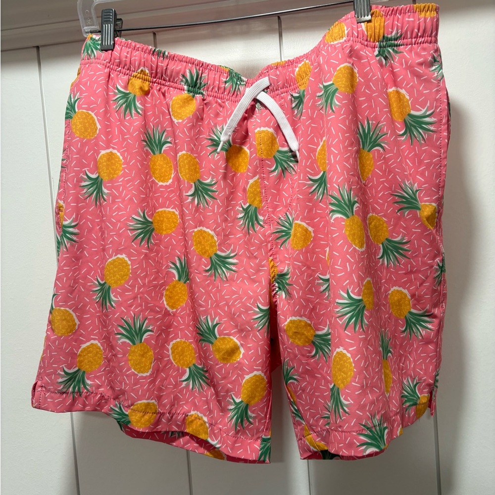 Bearbottom Swim Trunks Pineapple Print Pink 7" Inseam Lined Beach Men’s Size XXL